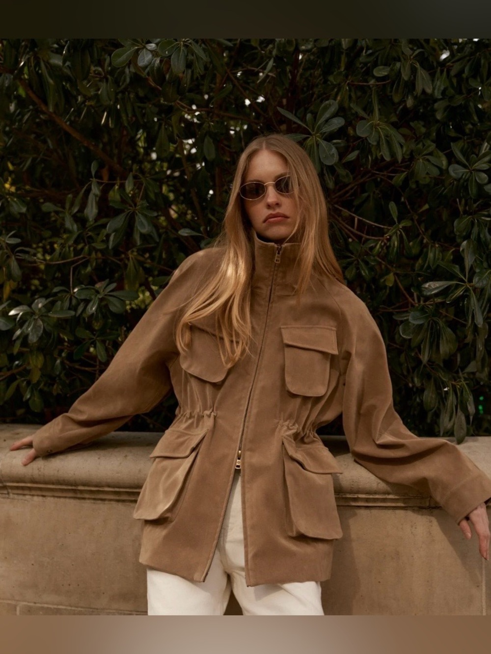 NWT ‘The Couture Club’ Faux Suede Bellow Pocket Ruched Waist Jacket